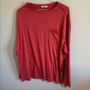 Classic Red Long Sleeve Tee for shoulder surgery, snaps down both arms